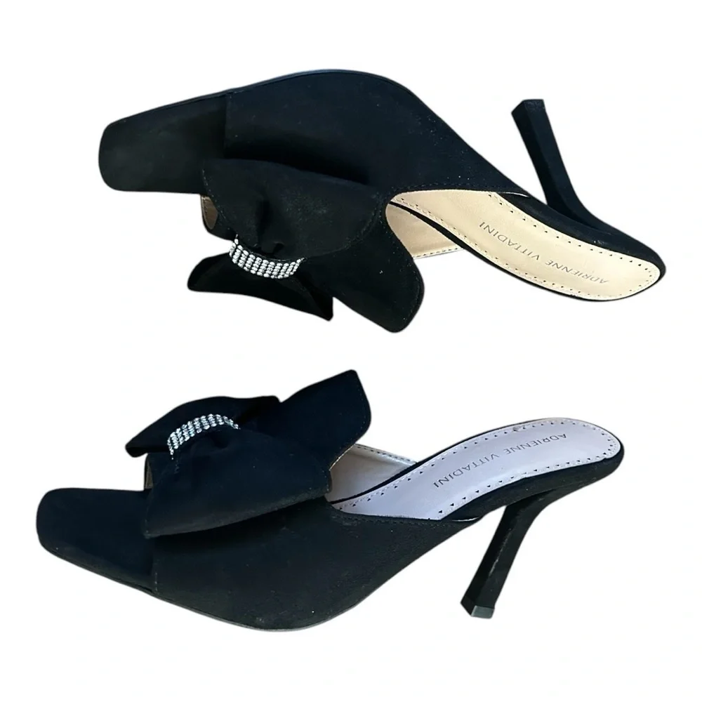Adrienne Vittadini Women's Gladys Heeled Sandal Black Size 7.5